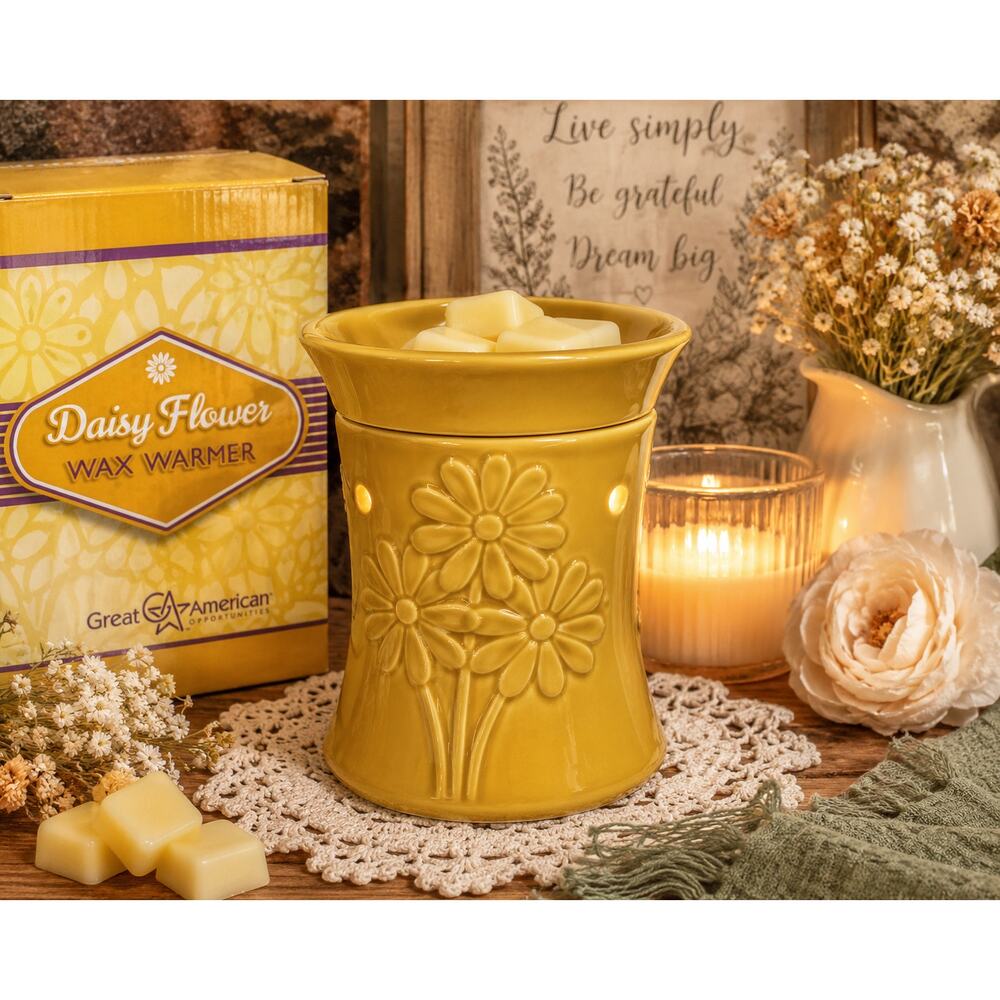 Great American Daisy Flower Wax Warmer Mustard Yellow Cottagecore Decor